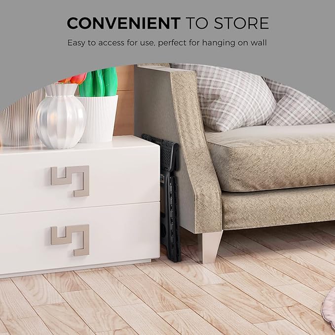 ACKO Folding Step Stool 13 inch Height Premium Heavy Duty Foldable Step Stools for Adults and Kids, Kitchen Plastic Small Collapsible Stepping Stool Hold Up to 300 LB Dot Black (1 Pack)