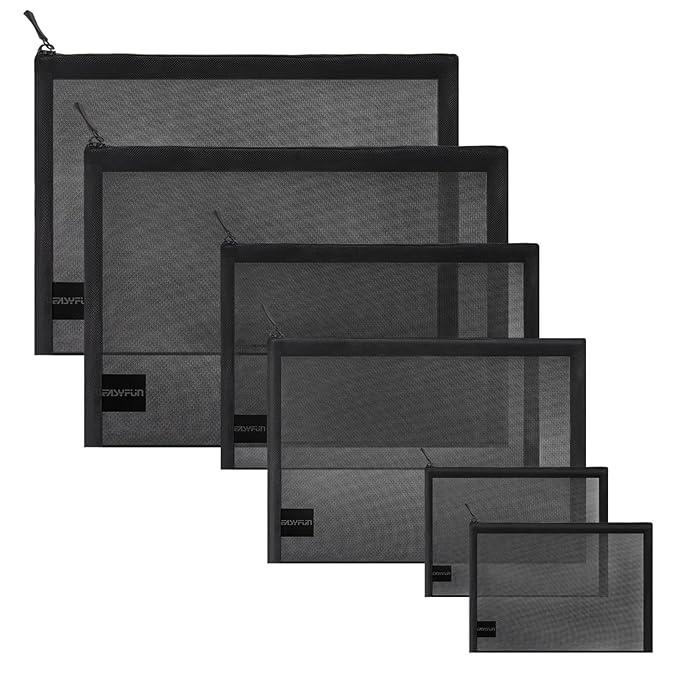 EASYFUN 6 Pieces Mesh Cosmetic Bag With Zipper Portable Travel Organizing Zipper Pouch Toiletries Makeup Pouches For Home Travel Accessories Diaper Bag