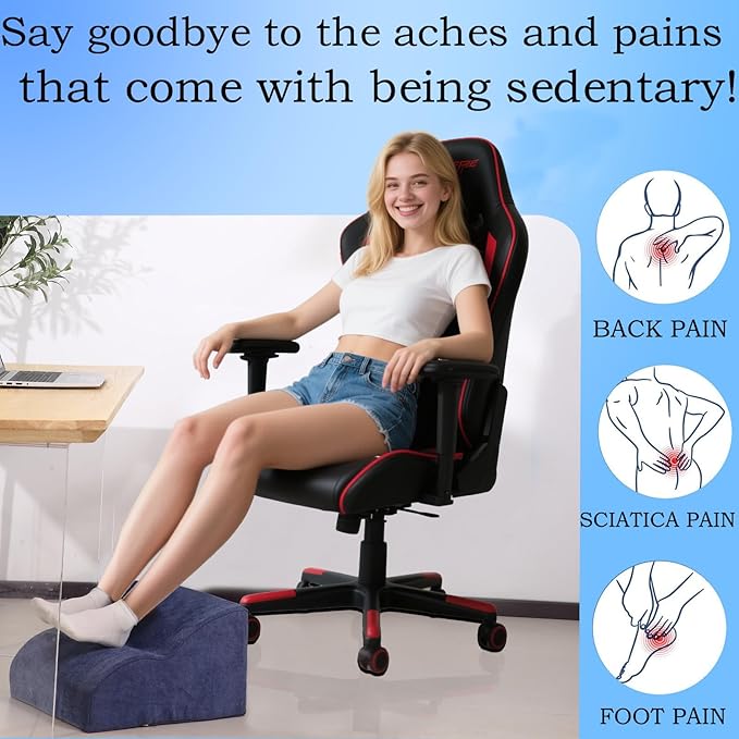 Foot Rest for Under Desk at Work.Multifunctional 3-Tier Foot Stool,with Washable Footrest.for Under Desk,Office Chair Gaming Chair & Sofa,Leg Elevation Pillow,Supports Posture-Light Blue
