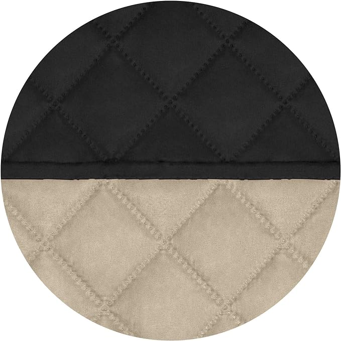 PureFit Reversible Quilted Sofa Cover, Water Resistant Slipcover Furniture Protector, Washable Couch Cover with Non Slip and Elastic Straps for Kids, Dogs, Pets (Loveseat, Black/Beige)