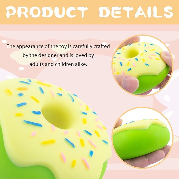 2PCS Rainbow Donut Squishy Toy, Stress Relief, Fun, and Cute Plaything Perfect for Birthday Gift and Decoration