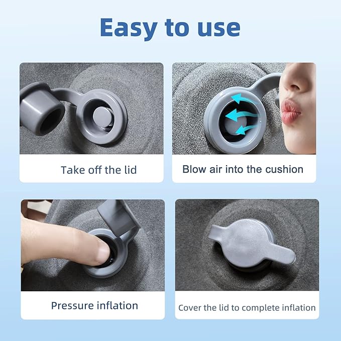 Sondor Travel Cushion,Air Seat Cushion,Evolution Cushion Portable & Lightweight Inflatable Seat Cushion - Ideal for Airplane Chairs, School Bleachers, Stadium Seats, and Wheelchairs (Gray)