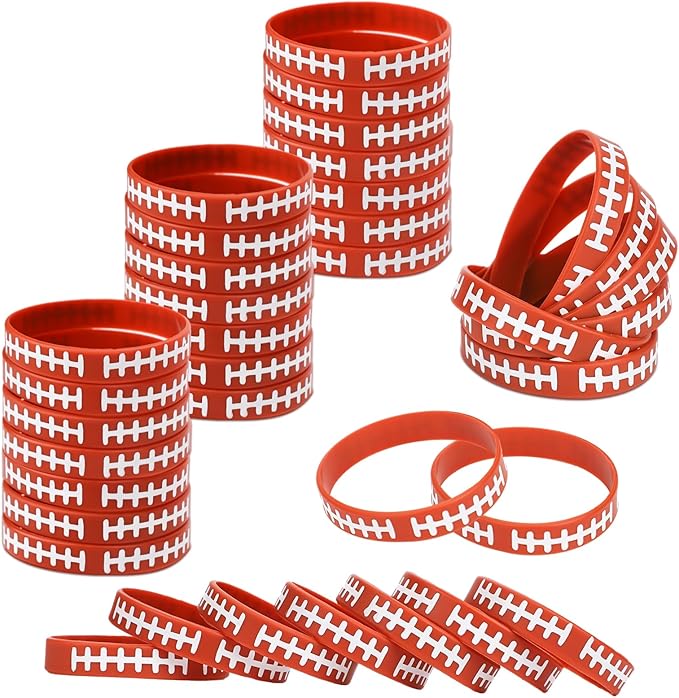 36pcs Football Bracelets, Silicone Football Theme Bracelets Soft Stretch Sports Wristbands Party Favors for Boys Football Team Birthday Game Event