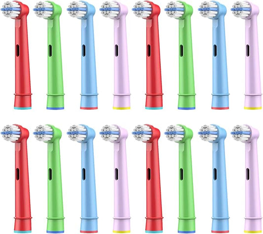 16pcs Kids Replacement Heads Compatible with Braun Oral B Kids Electric Toothbrush, Ultra Soft Bristles
