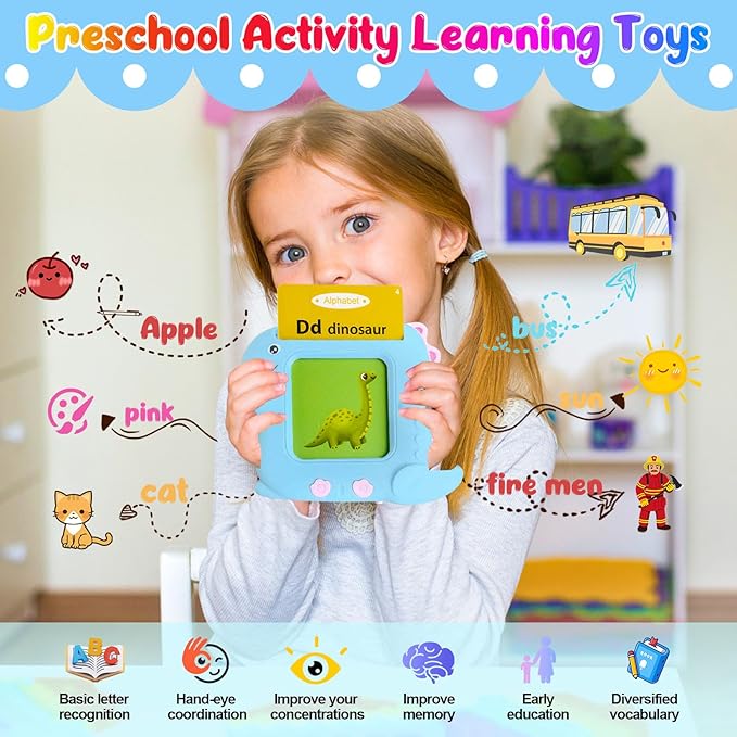 Pocket Speech Talking Flash Cards - 336 Sight Words Toddlers Montessori Audible Speech Buddy Early Learning Flashcards, Autism Sensory Toys Speech Therapy Materials for Toddler Age 3 4 5 Years Old B