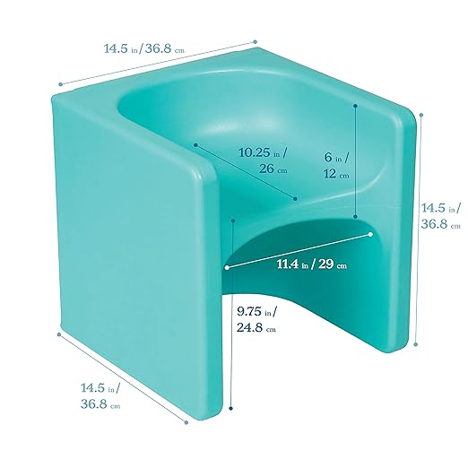 ECR4Kids Tri-Me 3-In-1 Cube Chair, Kids Furniture, Aqua