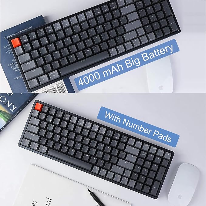 Keychron K4 Bluetooth Wireless Mechanical Keyboard RGB LED Backlit, Hot-swappable Compact 100 Keys USB Wired Computer Gaming Keyboard Aluminum Frame for Mac Windows, Gateron Brown Switch