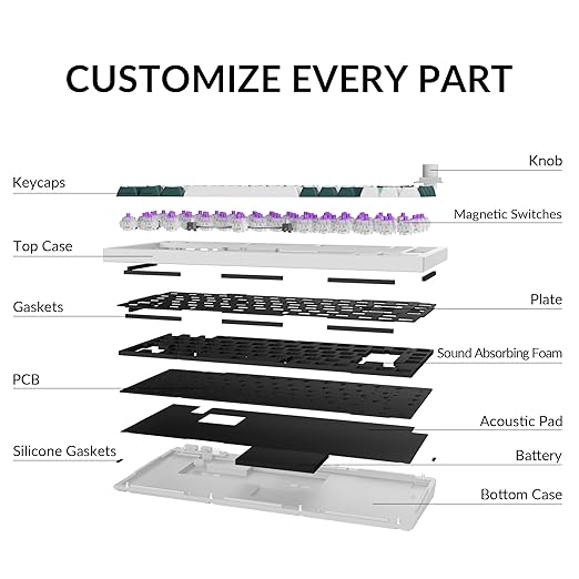 Keychron Q1 HE Wireless QMK Custom Mechanical Keyboard with Hall Effect Gateron Double-Rail Magnetic Switch Rapid Trigger, 2.4 GHz Bluetooth RGB Compatible with Mac Windows Linux (Hot-swappable)