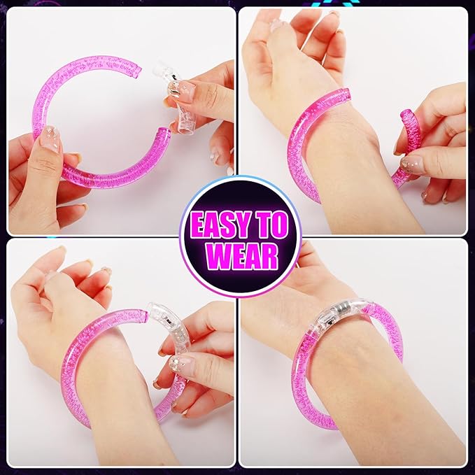 Jeffbaubl 20 Pcs LED Glow Bracelets,6 Color LED Bracelets,Light Up Bracelets,Glow In The Dark Party Supplies for Kids Adults,Light Up Toys Gifts,Bracelets Glow for Birthday Concert Carnival (20 Pack)
