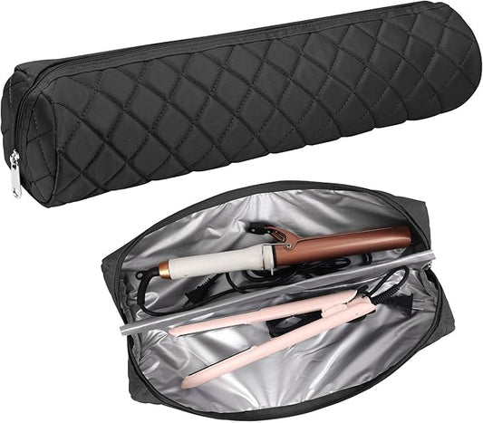 Suafrnut Large Hot Hair Tools Organizer Bag Portable Travel Heat Resistant Storage Case Pouch for Curling Irons, Flat Irons, Hair Straighteners and Styling Tools(17.7" x 3.9")