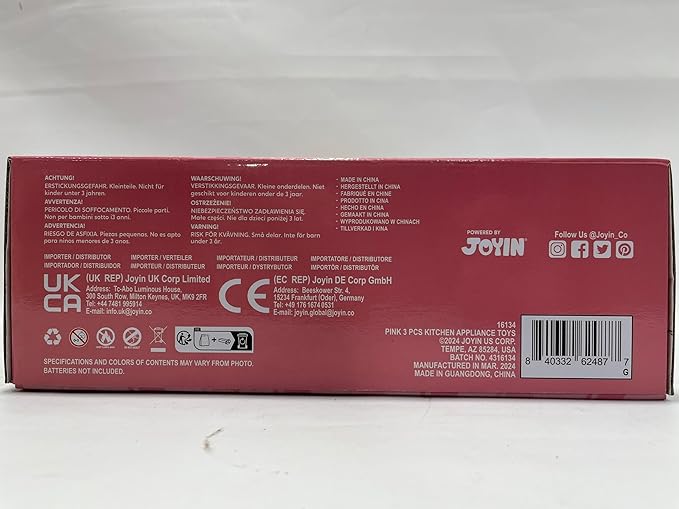 Joyin Play Kitchen Toys, Pretend Play Kitchen Appliances Toy Set with Coffee Maker, Mixer, Toaster with Realistic Lights& Sounds, Birthday Gift for Kids Ages 3+, Pink