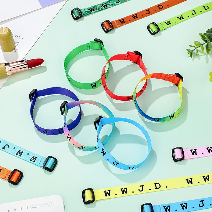 HyDren 100 Pieces Webbing Bracelets What Would Jesus Do Bracelets Christian Jesus Bracelets Religious Charm for Men Women Boys and Girls