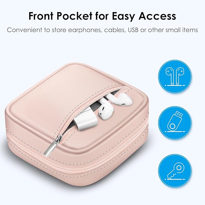 FINPAC Charger Case for MacBook, Small Electronic Organizer Bag for MacBook Power Adapter, Portable Pouch Travel Storage for Laptop Accessories, Magic Mouse, USB Drives, GoPro, Gadgets - Pink