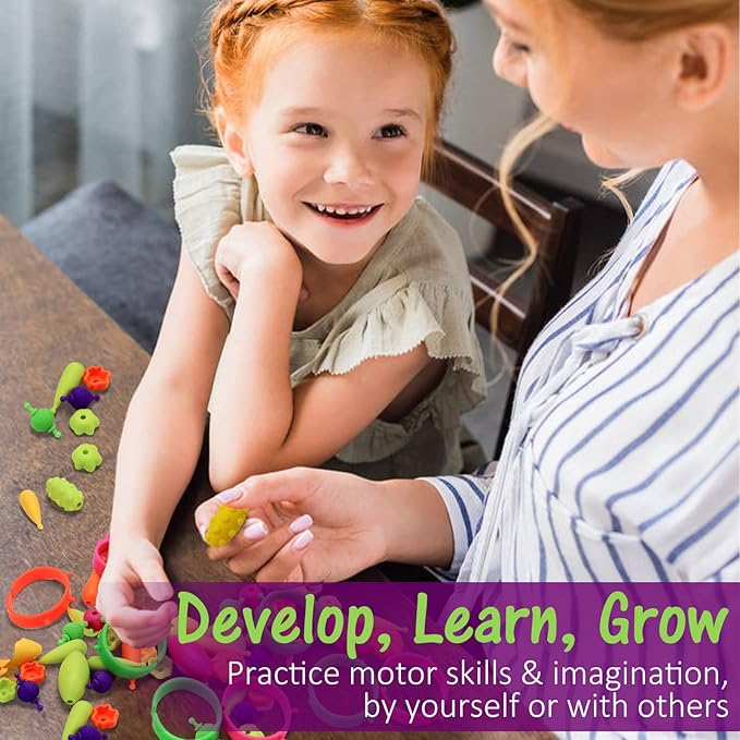 Happytime Snap Pop Beads for Girl's Birthday Gift, Jewelry Making Kit 520Pieces, Arts and Crafts Toys for 4 Year Old Girl, Necklace Bracelet Ring Creative DIY Set Ideas Christmas Gifts