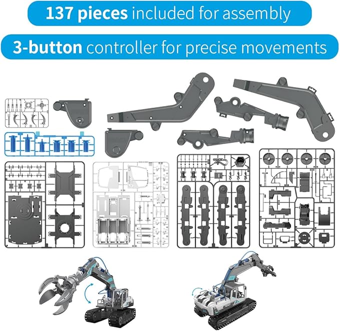 Building Block Assembly,STEM Toys for Boys Age 8-12,Hydraulic Power Grab Machine Science Experiment Set for Kids - with Powerful Learning Experience,Best Educational Toy