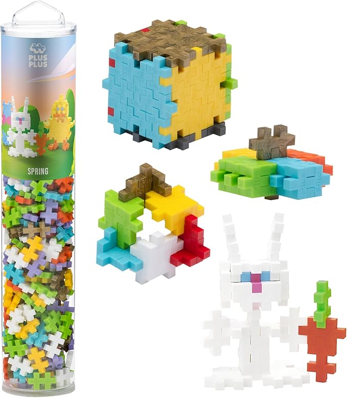 PLUS PLUS 240 Piece Interlocking Building Blocks for Kids, Open Ended Connecting Toys, STEM Bin Classroom Mini Manipulatives - Easter Mix Play Tube