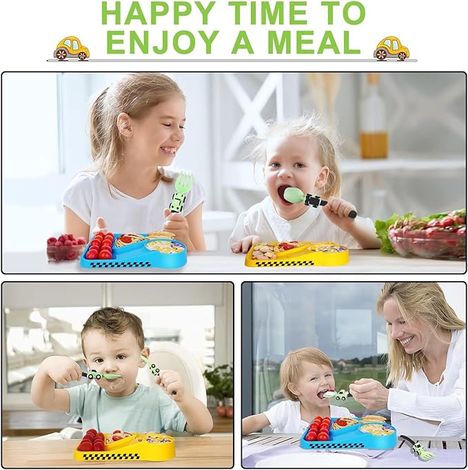 Construction Toddler Utensils - Toddler Forks and Spoons - Kids Spoon and Fork Set - Suitable for Kids Utensils - Baby Utensils, Portable Utensils Set for 1 2 3 4 5 year old Toddlers, Green