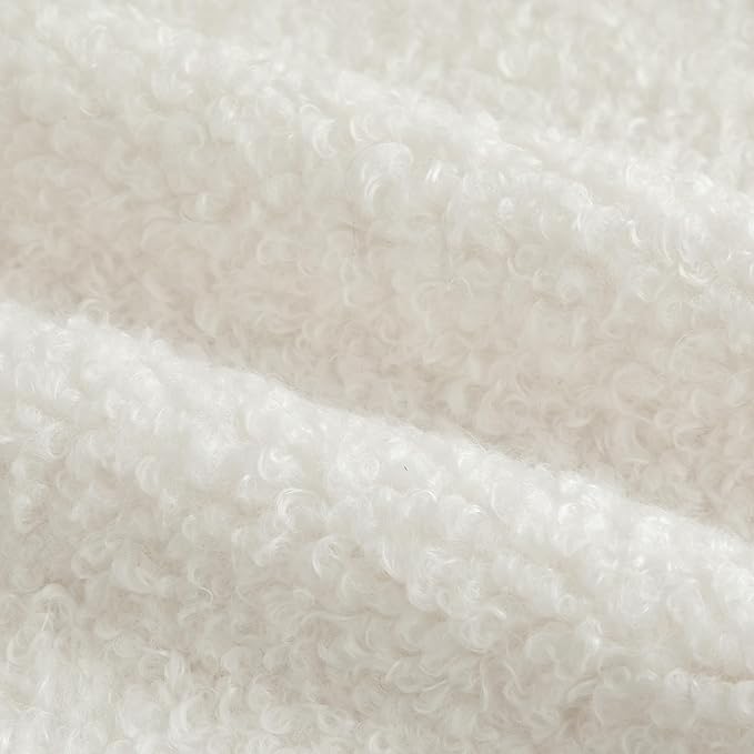 Pack of 2 Curly Teddy Wool Faux Fur Throw Pillow Covers Fuzzy Accent Soft Sherpa Pillowcases Sheepskin Fleece Decorative Cushion Case for Sofa Couch Living Room 12x20 Inch Neutral White