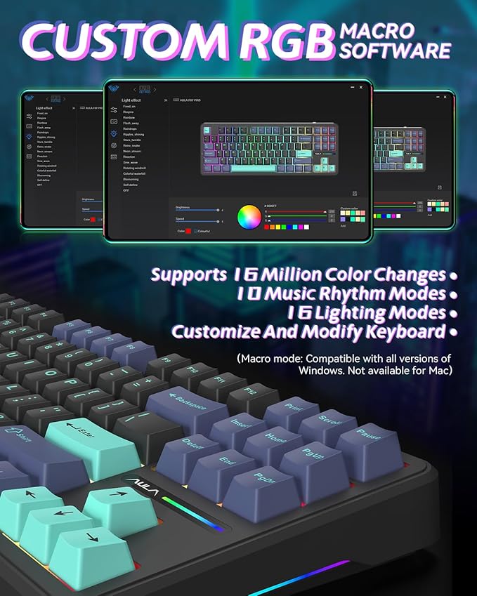 Aula F87 Pro Gaming Keyboard, Tri-Mode BT5.0/2.4GHz/USB-C Hot-Swappable RGB Wireless Mechanical Keyboard, Gasket Mount, 4000mAh, for Windows/Mac Gamer & Typists（LEOBOG Gray Wood Switch V4）