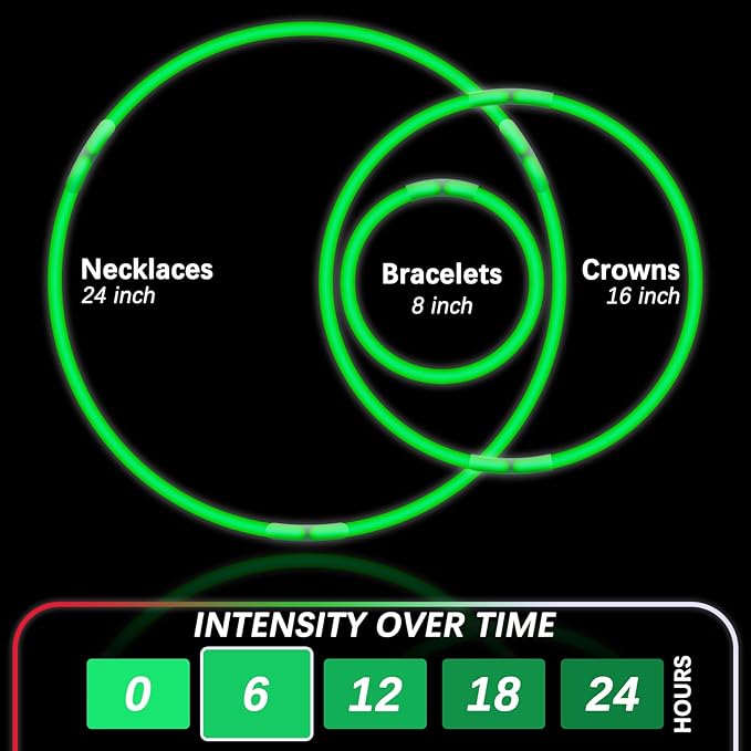 Green Glow Sticks Bulk,200 Pcs Glow Bracelets and Glow Necklaces with Connectors,Glow in The Dark Party Supplies,Glow Party Favors,Glowsticks for Party Christmas Carnival Birthday (8 Inch)