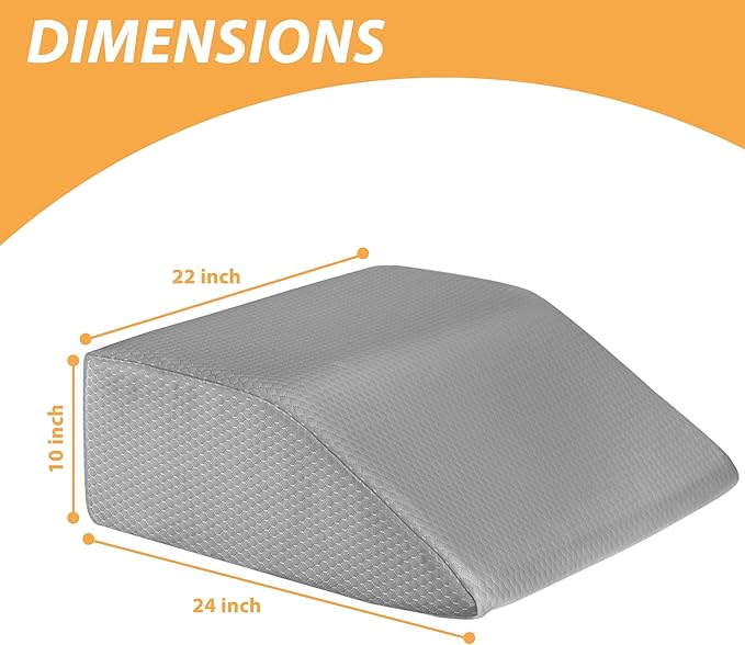 Bedluxe Leg Elevation Pillows, Leg Pillows for Sleeping, Cooling Gel Memory Foam Top, Wedge Pillow for Legs, Leg Wedges for Circulation, Swelling, After Surgery - Removable Cover (10 Inch, Grey)