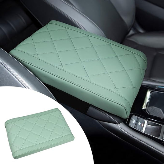 Hovom Car Center Console Armrest Pillow, 12.6"×7.87"×1.97" Leather Arm Rest Cover for Cars, Soft Comfortable Auto Armrest Cushion Pad, Vehicle Middle Console Cover, Car Accessories (Green)