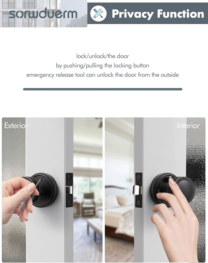 1 Pack Oil Rubbed Bronze Door Knob Interior Privacy Door Knobs Antique Door Knobs for Bedroom and Bathroom Zinc Alloy