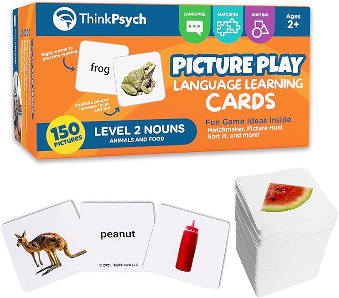 ThinkPsych Level 2 Nouns Flash Cards | 150 Picture Cards for Speech Therapy & Autism Learning Materials | Preschool Kindergarten Language Learning Cards | Homeschool Supplies | Apraxia Flash Card