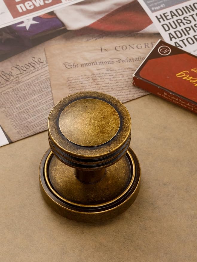 1 Pack Antique Brass Bronze Door Knobs Passage Door Knob Interior Door Handle for Hall and Closet Zinc Alloy