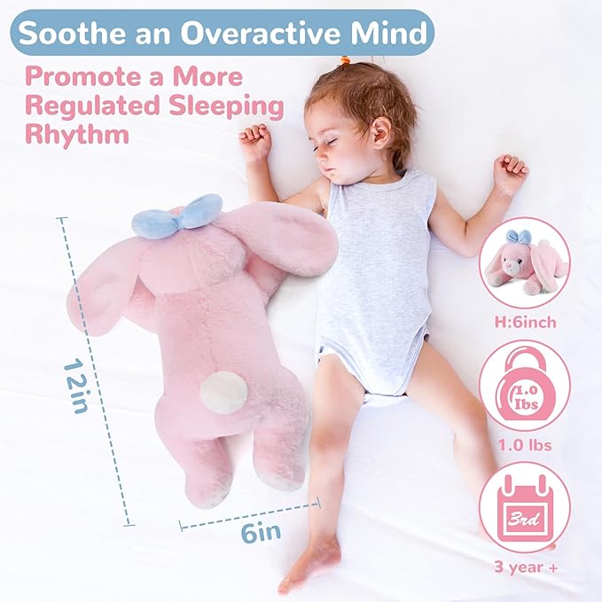 Bunny Weighted Stuffed Animals - 12 Inch 1.0 Pounds Weighted Plushies Rabbit - Small Plush Bunny Stuffed Animals Pillow - Cute Plush Toys Gifts for Kids & Adults