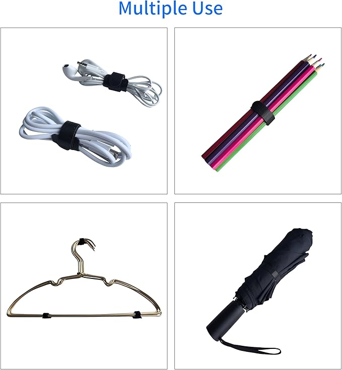 6 Inches Black Reusable Cable Ties,Multi-purpose Adjustable Cord Straps, Cable Organizer,Cord Wrap and Hook Loop Cords Management,Adjustable Cord Ties for Organizing Home, Office, Data Centers,56 PCS