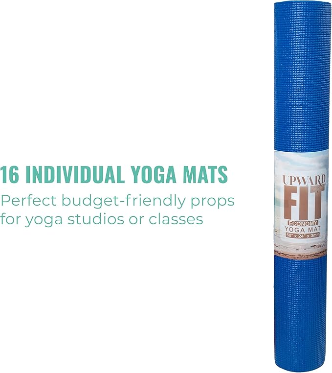 10 Pack Economy Yoga Mat, 68" x 24" Non Slip Exercise Mat, 3mm Thick Gym Mat, Bulk Non Toxic Yoga Mats for Home Workout and Studios