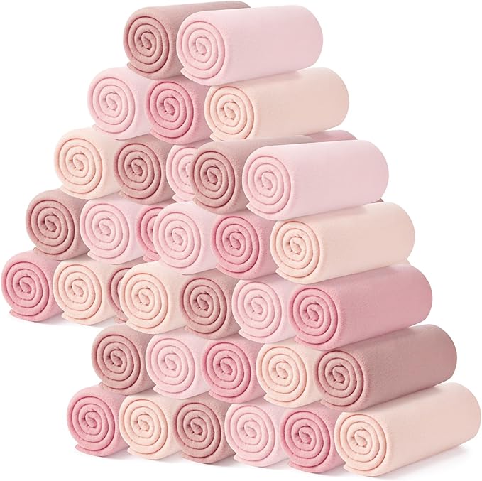 Kinlop Fleece Blanket Bulk 60 x 50 Inch Soft Lightweight Fleece Cozy Blanket Warm Throw Plush Pet Throw for Bed Couch Sofa Home Office Wedding Gifts Travel Camping(Pink Tones,40 Packs)
