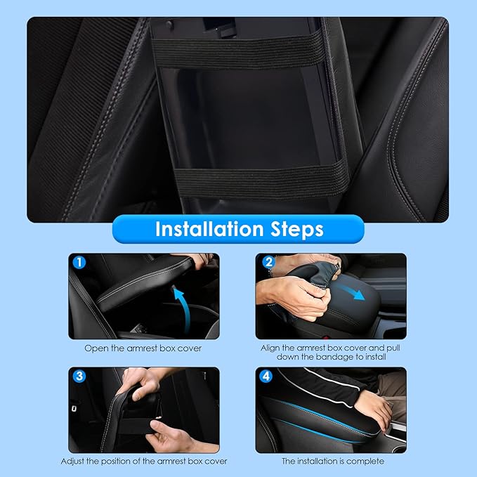 Coleya 2019-2025 2026 Ascent Center Console Cover for Subaru Ascent (Premium/Onyx Edition/Limited/Bronze Edition/Touring), Waterproof&Anti-Scratch Leather Armrest Cover 2025 Ascent Accessories (Black)