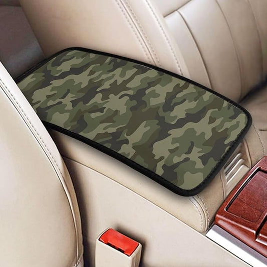 DORKEIXIA Military Camo Camouflage Black Brown Green Army Hunting Auto Center Console Armrest Pad Universal Car Center Console Cover Seat Box Cover for Sedan, Van, SUV, Truck Car Accessorie