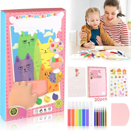 20-Piece Rainbow Scratch Art Set for Kids – DIY Scratch Paper Art Kit, Creative Postcards, Fun Toddler Party Activities & Unique Gift Ideas