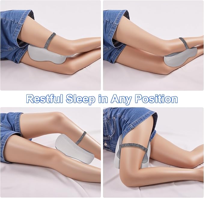 Memory Foam Leg Pillow for Side Sleepers,Sciatica Pain Relief Pillow with Ergonomic Design,Removable Breathable Cover and Elastic Band,Grey