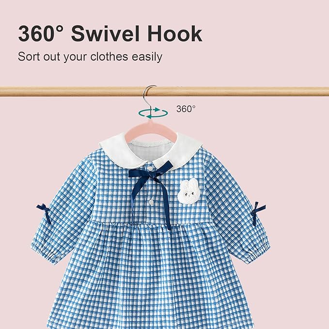 Baby Velvet Hangers, 14 Inches Kids Clothes Hangers, Non-Slip Childrens Hangers for Shirts, Pants, Skirts, Dresses, Jackets, Coat, 32 Pack Pink