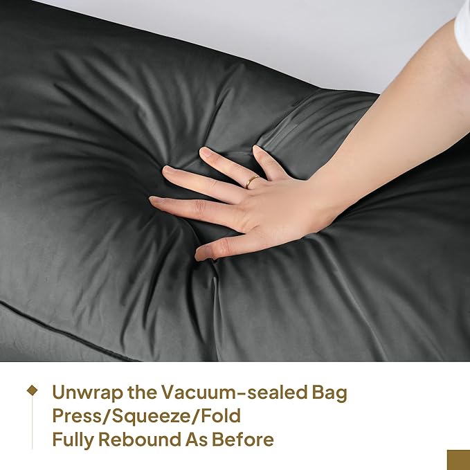 Goose Down Body Pillows for Adults, Large Body Pillow for Side Sleeper, Hugging Feather Body Pillow Insert, Cooling Full Length Long Pillow for Bed with 100% Organic Cotton Shell, Black 20"x72"