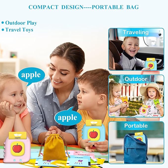 Talking Flash Cards for Toddlers, Toddler Toys for Ages 1 2 3 4 5 Years Old Boys, Educational Learning Toys, Pocket Speech, 224 Sight Words Montessori Autism Sensory Toys, Christmas Birthday Gifts