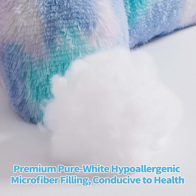 Cozy Fur Backrest Pillow with Arms, 30x17x17 Inch, Premium Filling, Great Back Support Reading Pillow for Kids, Teens & Students, Well Made Bed Pillows for Sitting Up in Bed, Nice Gift