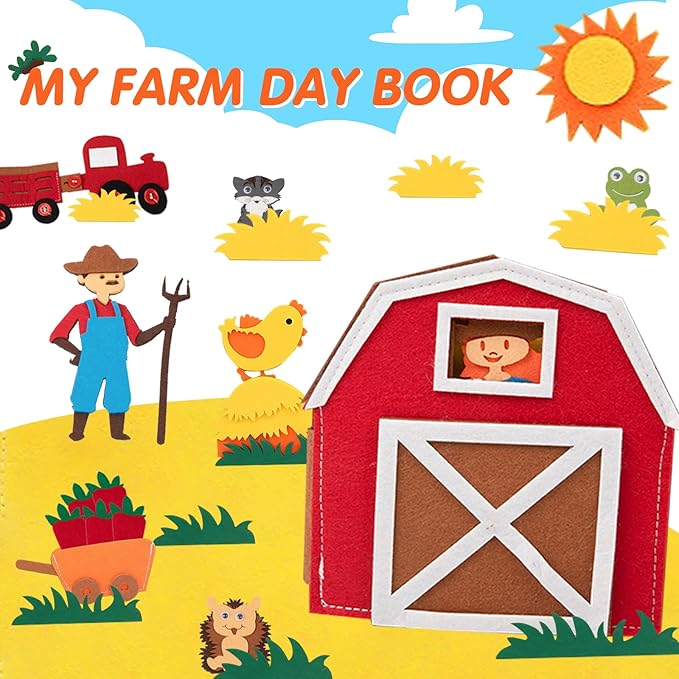 Montessori Farm Busy Book for Toddlers,Montessori Toy for 3 4 5 Years Old Boy Girl-Busy Quiet Book with Life Skills,Color Sorting,Counting Number for Autism Sensory Toy,Toddler Toy for Airplane Travel