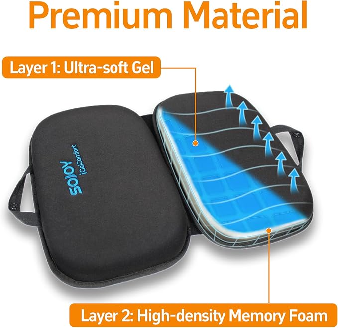 Sojoy iGelComfort 3 in 1 Foldable Gel Seat Cushion Featured with Memory Foam (A Must-Have Travel Cushion! Smart, Easy Travel Cushion) (Size: 18.5“ x 15" x 2")