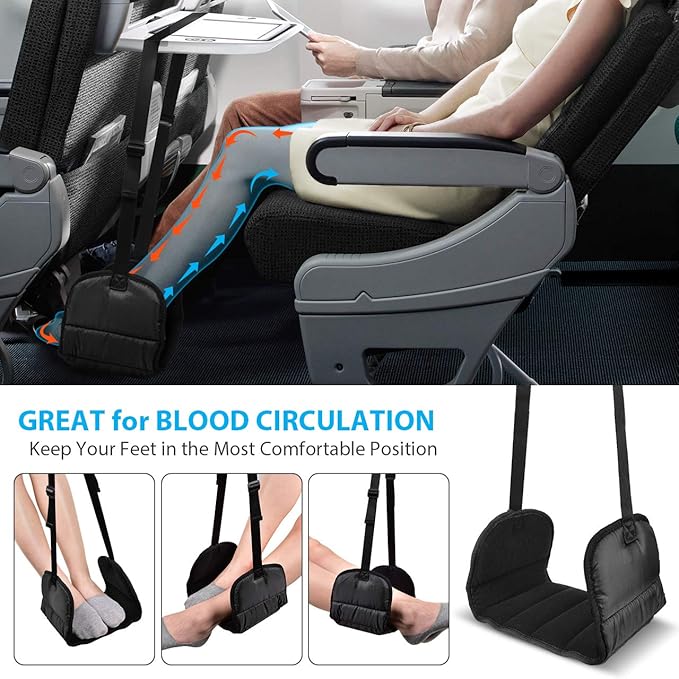 Airplane Footrest Made with Premium Memory Foam - Airplane Travel Foot Hammock, No Clashing Foot Hammock & Portable Plane Leg Rest, Provides Relaxation and Comfortable for Long Flight