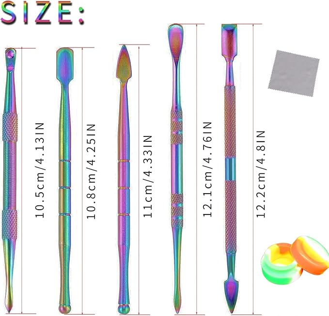 Carving Tools for Wax Wood: 7 Pcs Rainbow Stainless Steel Double-Sized Sculpting Clay Tools Kits with Silicone Container for Kids Wood, Wax, Jewelry, Clay, Pottery (A)