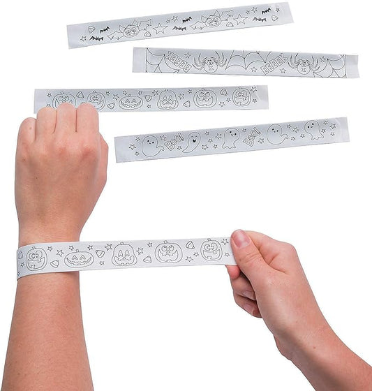 Color Your Own Halloween Slap Bracelets (48Pc) - Crafts for Kids and Fun Home Activities