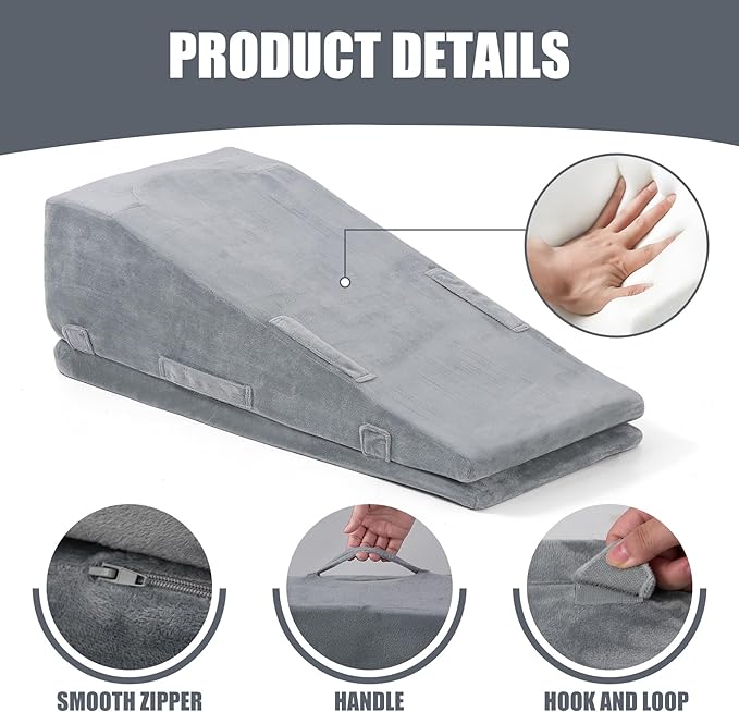 Ganondorf Leg Elevation Pillow, Premium Foam Leg Support Adjustable Wedge Pillow Relieves Joint Pain After Surgery Ergonomic Curve for Leg Support Promote Blood Circulation Single Leg