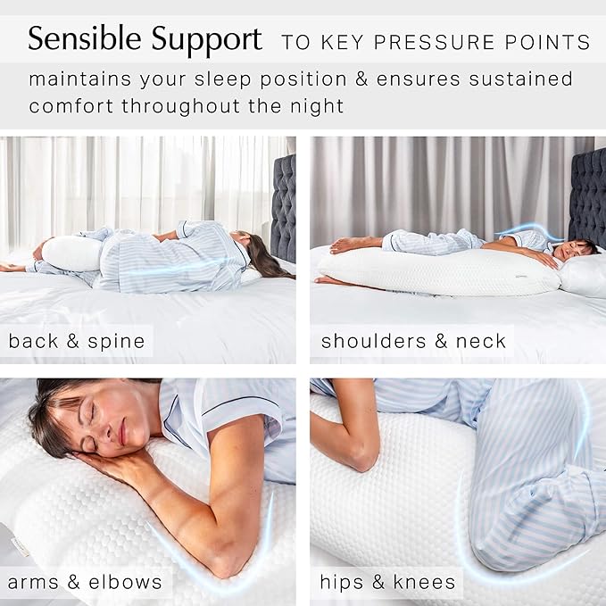 Aricove Body Pillow for Adults, Side Sleeper Pillow for Bed, Full Body Support in Long & Large Size, Tencel Lyocell Cover, Firm Memory Foam & Soft Microfiber, 20x54 inch, Machine Washable