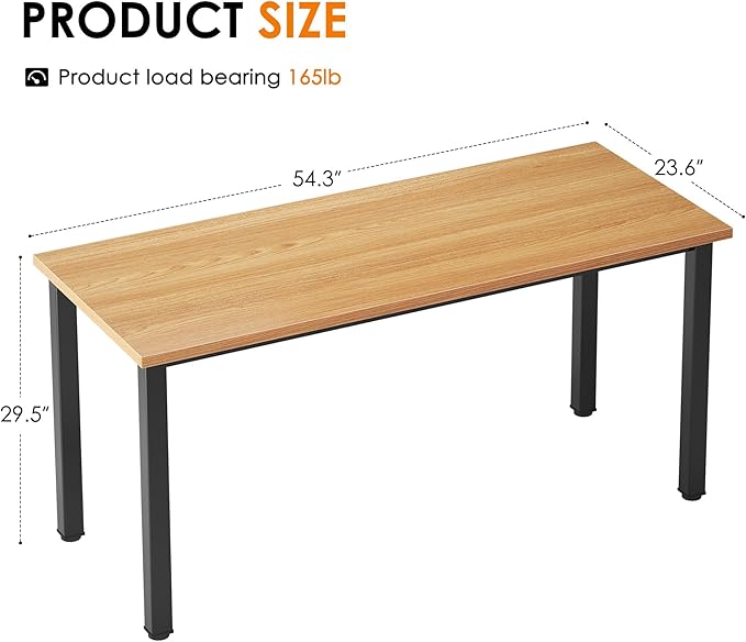 Need 54.3 Inch Large Computer Desk, Modern Simple Style Desk for Home Office, Basic Writing Table for Study Student, Teak