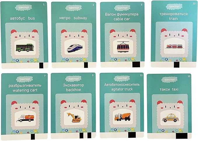 Russian English Taking Flash Cards 112 PCS, Teach & Learn Basic Russian Alphabet Words for Children, Bilingual Early Learning & Easy Teaching Russian Books for Kids